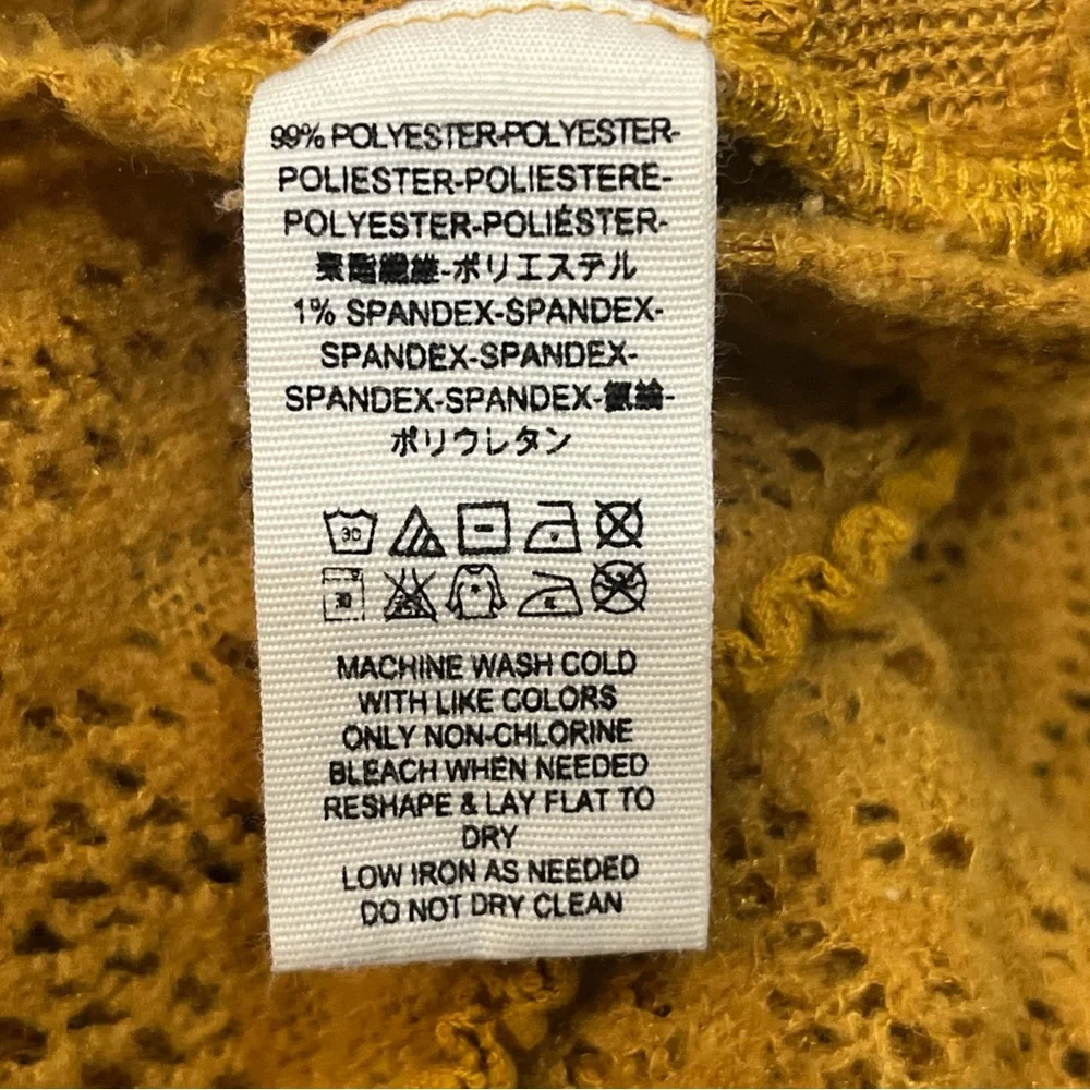 Free People Floral Soft Lace‎ HiLo Oversize Sweater Top Mustard/ Gold Size Small